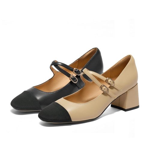 百丽小香风玛丽珍鞋女2024秋商场同款优雅粗跟通勤单鞋B5P1DCQ4