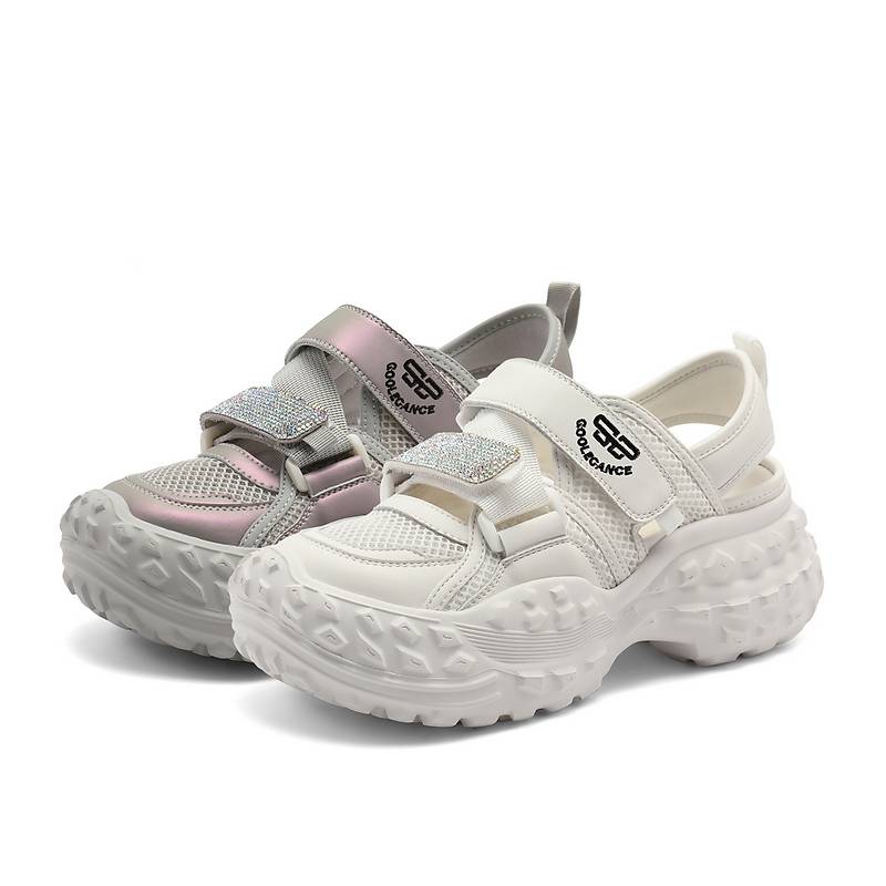 百丽女鞋子2024秋季厚底运动凉鞋子网面老爹鞋B6P1DCH4