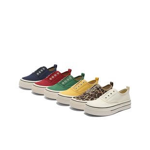 小白女鞋 25新款 B2699CM5 厚底一脚蹬懒人鞋 百丽航海家帆布鞋