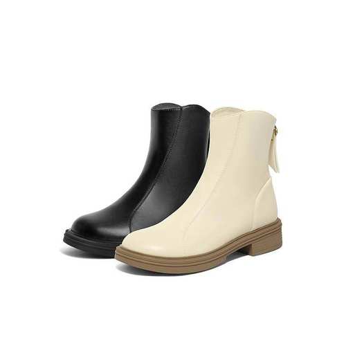 百丽女鞋小蛮腰弹力瘦瘦靴加绒女靴冬季新款芒果头短靴A2P1DDD3