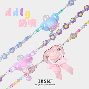 可爱堵嘴奶嘴软硅胶蝴蝶结hellokitty铃铛项链