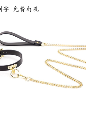 真皮项圈女定制刻字高级黑色choker项链笼中鸟