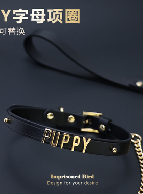 DIY项圈女真皮定制刻字高级可拆卸金属字母choker项链