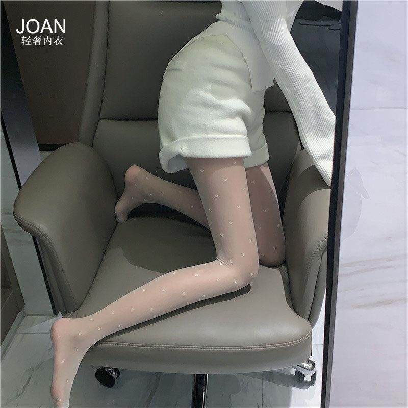 日系白色丝袜女jk加绒加厚光腿美腿袜薄款黑色爱心打底裤袜