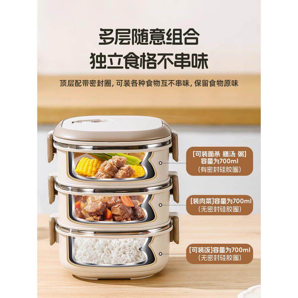 德国进口FZY不锈钢保温饭盒上班族可微波炉加热学生多层便当餐盒