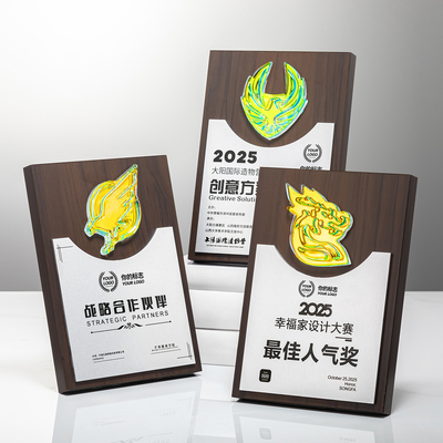创意炫彩奖牌定制定做木质铜牌授权牌高档授牌荣誉感谢牌匾订制