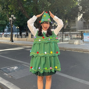 圣诞树服装女成人儿童亲子装演出衣服圣诞节拍照装饰氛围cos服饰