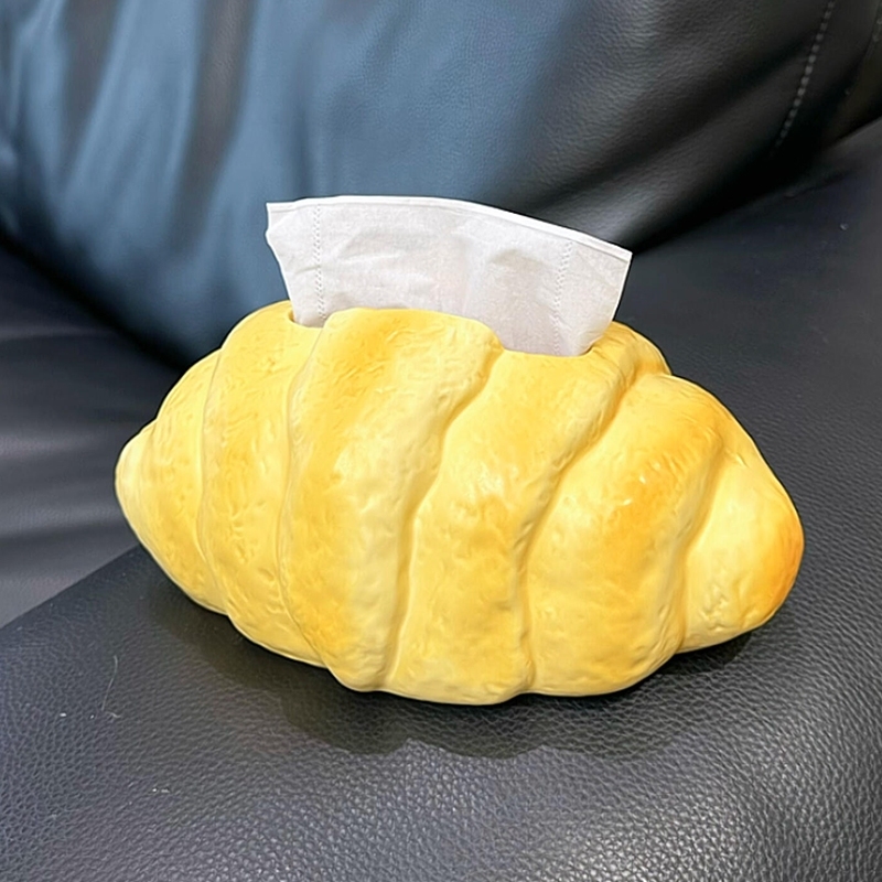 创意牛角包纸巾盒家用客厅茶几轻奢极简风抽纸卷纸收纳盒氛围摆件