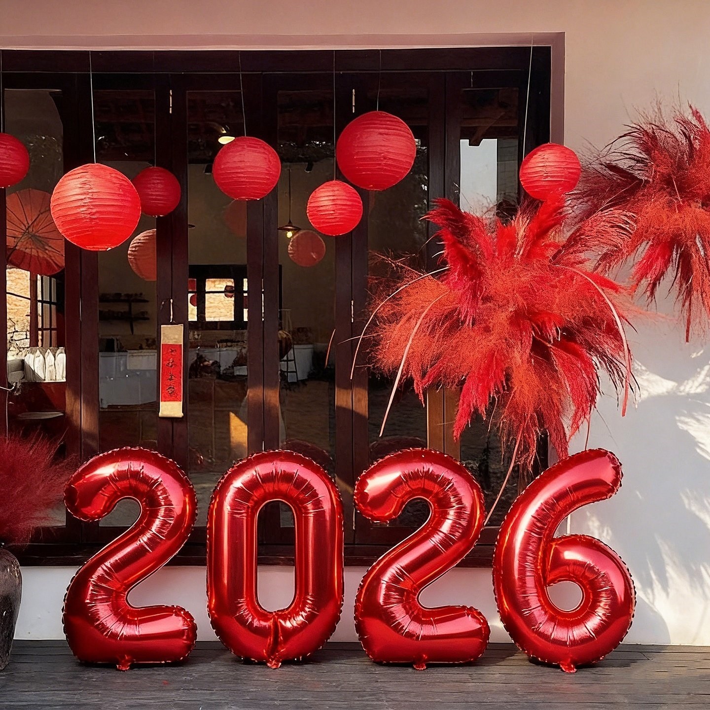 新年气球装饰红色春节过年元旦店铺门头橱窗氛围感场景布置2026年,节庆用品/礼品,节日装扮用品,淘宝优惠券,粉丝福利购,淘宝优惠卷