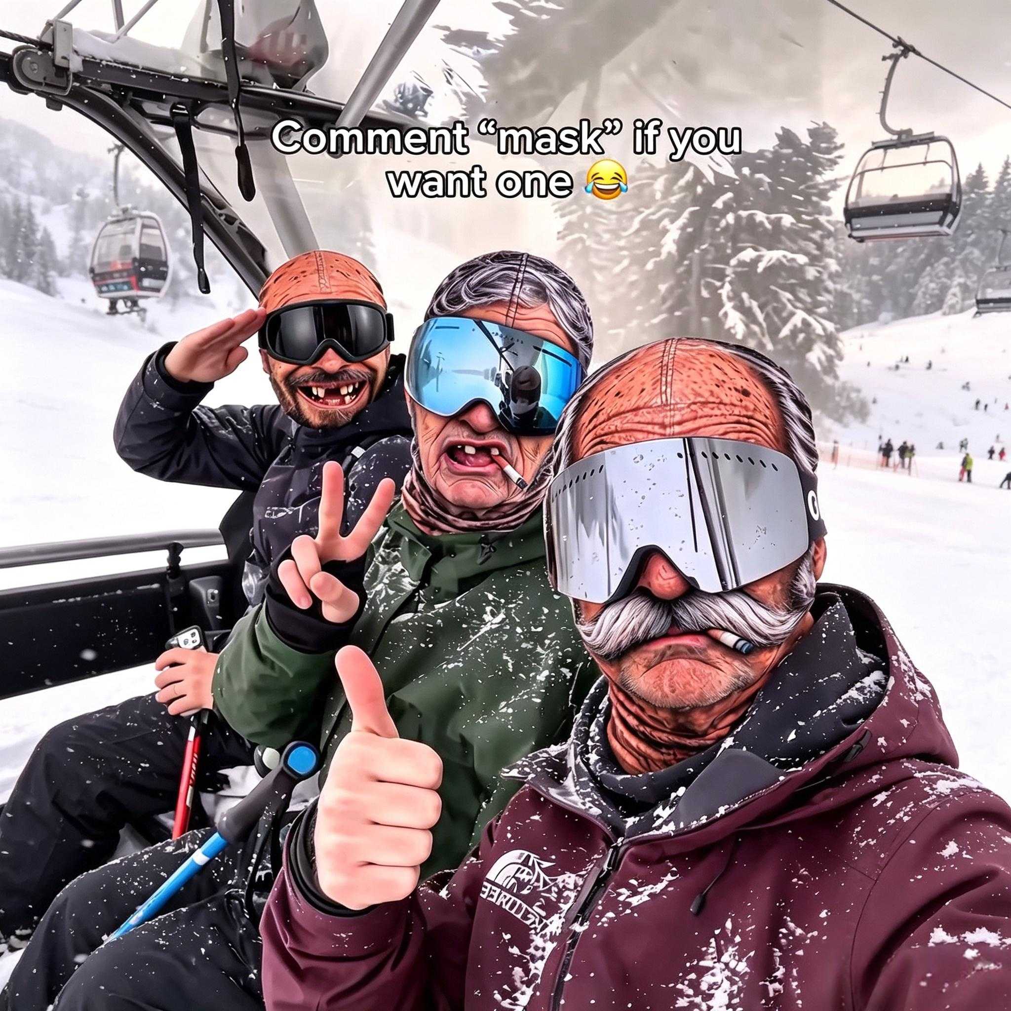 搞怪人脸面罩 大胡子缺牙齿整蛊全脸头套 户外滑雪骑行保暖面罩
