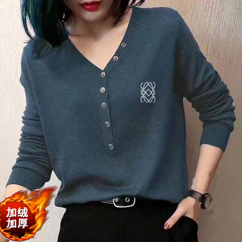 德绒打底衫女妈妈装加绒保暖上衣