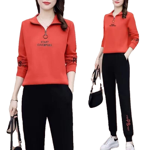 休闲运动服套装女春秋季刺绣卫衣时尚减龄妈妈装广场舞两件套女