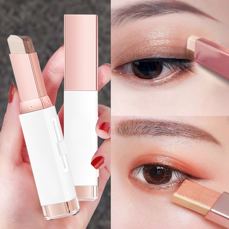 李佳琪推荐懒人双色眼影棒ins超火闪粉珠光防水大地色眼影不晕染