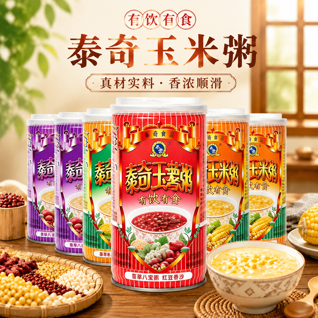 2026泰奇八宝粥370ml早餐大罐装0添加速食粥桂圆莲子经典原味食品