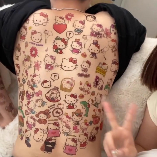kt猫纹身贴可爱花臂贴纸