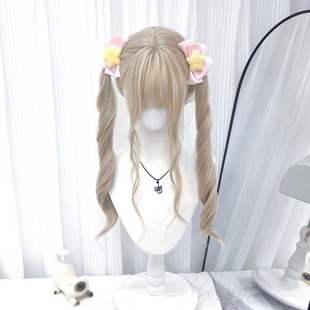 冰冷心事白金色假发Lolita水波纹长卷发JK时尚 浅色假发全头套女
