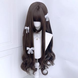 冰冷心事假发女网红lolita75cm长卷发自带鬓角齐刘海全头套jk少萝