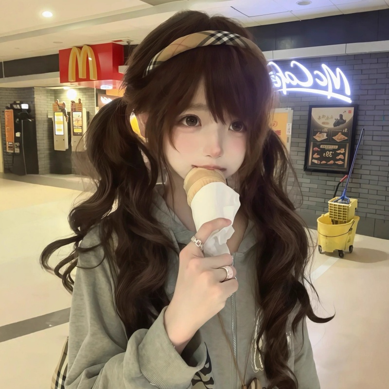 【古早萝莉】冰冷心事全头套女网红lolita甜妹日常罗马卷75cm假发