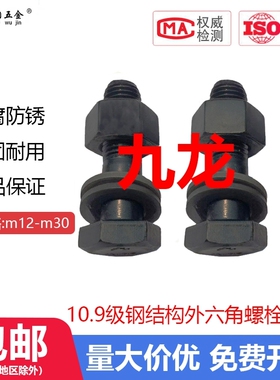 九龙10.9级发黑淬火钢结构螺栓 GB1228(套)高强度连接螺丝20MnTiB