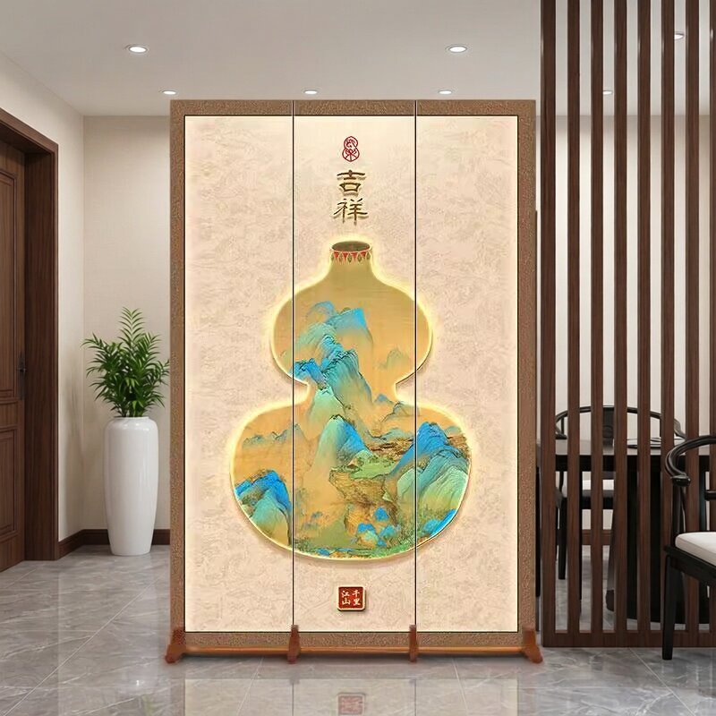 新中式葫芦屏风隔断客厅正对入户折屏
