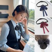 领花女职业银行领结头花套装 建行衬衣员工行邮政领饰黑色西装 配饰