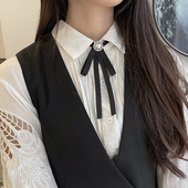 饰小香风新款 领结女蝴蝶结飘带领花领带衬衫 衣服配饰学院风别针装