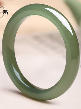 云翠社浅青玉和田玉手镯天然青海料高冰晴水女款玉镯子平安镯真品