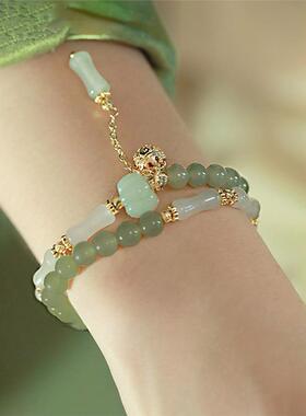 新中式双层竹节和田玉手