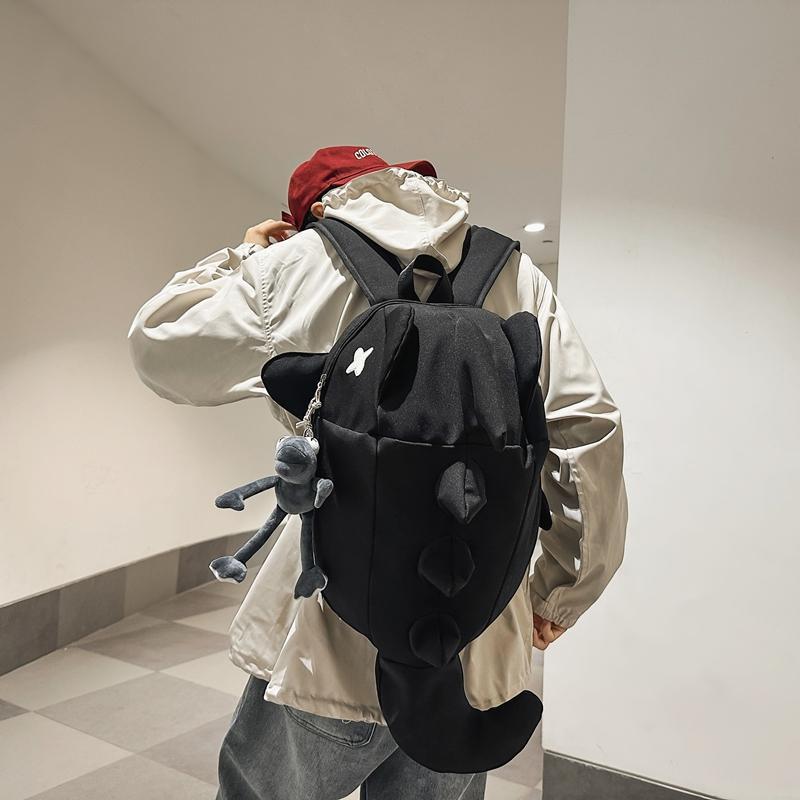 创意个性双肩包男女潮鲨鱼搞怪丑萌学生ins书包韩版旅行机车背包