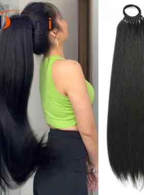 马尾长直发皮筋款缠绕束发化纤发合成马尾辫24in103g假发马尾定制