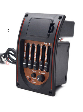 Flanger 五段拾音器QS-5民谣木吉他EQ压电拾音器木纹面板黑色配件
