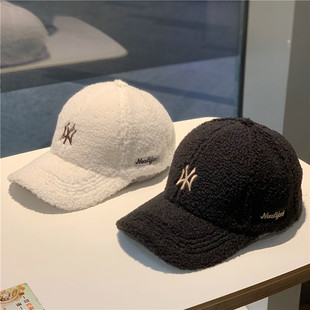 奥莱潮牌羊羔毛刺绣棒球帽男女款2026冬款保暖加厚泰迪绒鸭舌棉帽