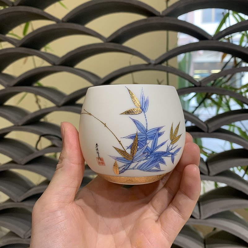 瓷语颠渡景山房陶瓷茶杯个人主人杯单杯家用喝茶杯聚福杯子
