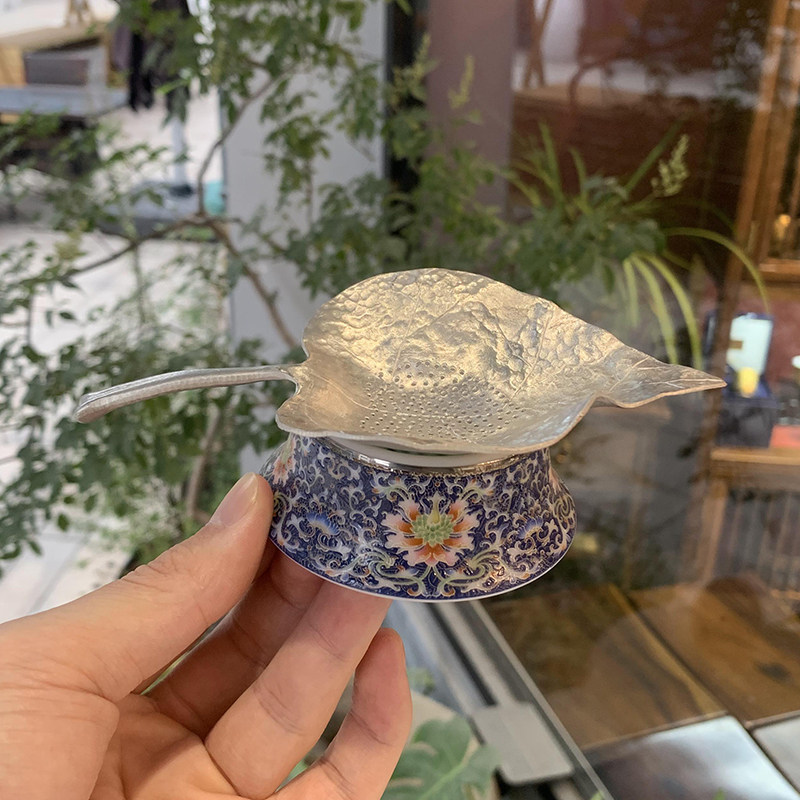 瓷语颠 德化陶瓷白瓷掐丝银彩茶漏茶滤过滤网茶叶过滤器
