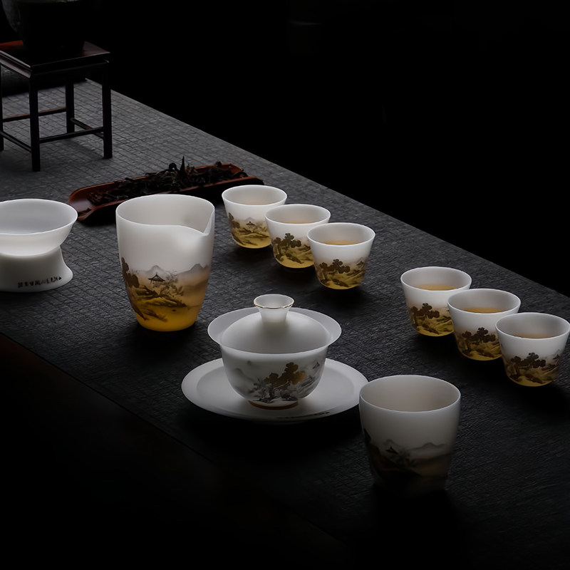 瓷语颠 陶瓷白瓷功夫茶具套装家用客厅办公室高档