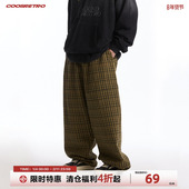 美式 复古包针绣格子休闲裤 男女夏季 CoosRetro 直筒百搭情侣长裤 潮