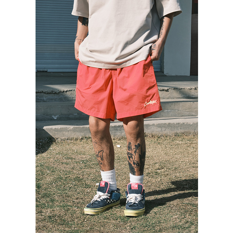 CoosRetro 美式复古刺绣休闲短裤男女夏季宽松沙滩裤情侣潮牌裤子