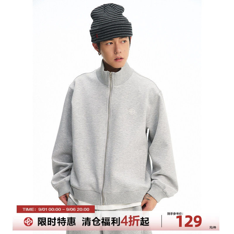 CoosRetro 秋季潮牌男士立领空气层结构立体logo修身短款上衣外套图片