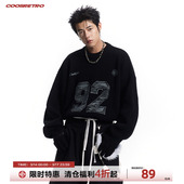 CoosRetro美式 数字胶印毛衣春秋男女宽松外套 复古圆领套头针织衫