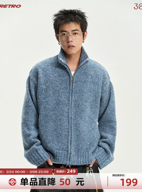 CoosRetro 高级感复古男士安芙绒立领毛衣秋冬新年红休闲针织开衫