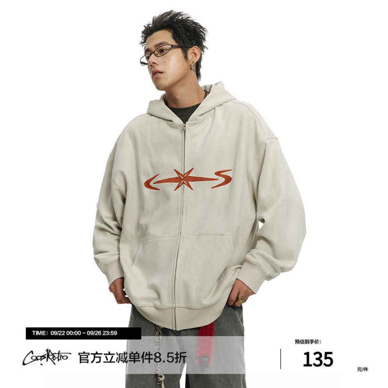 CoosRetro麂皮刺绣卫衣开衫