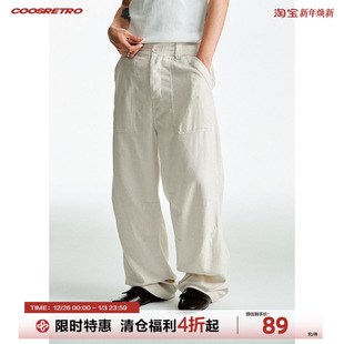 男复古休闲百搭直筒休闲长裤 裤 亚麻舒适透气老钱风工装 CoosRetro