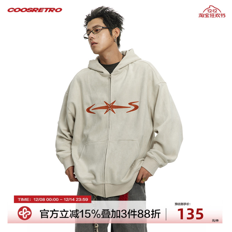 CoosRetro麂皮刺绣卫衣开衫