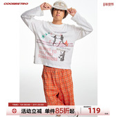 T恤上衣罩衫 CoosRetro 宽松透气男士 烫钻印花长袖 旅途絮语 美式