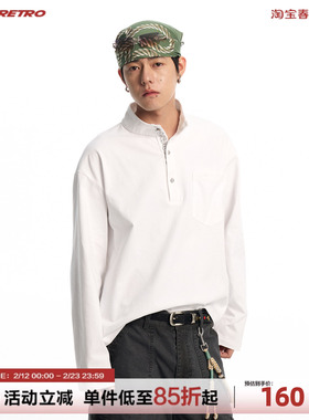 CoosRetro 简约休闲风纯棉长袖T恤男女宽松立领凉感冰皮面料上衣