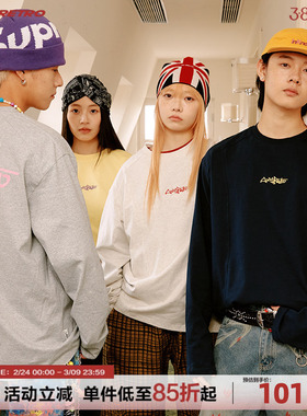 CoosRetro美式复古logo刺绣结构长袖T恤男女春季情侣休闲潮牌外套