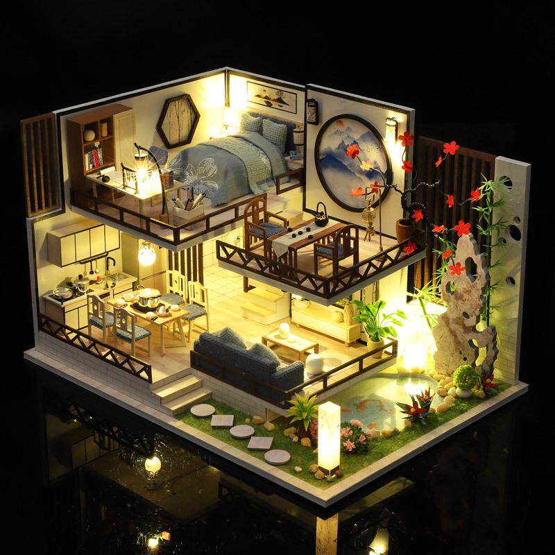 diy手工小屋模型礼物生日制作房子玩具拼装创意风小墨香竹韵建筑