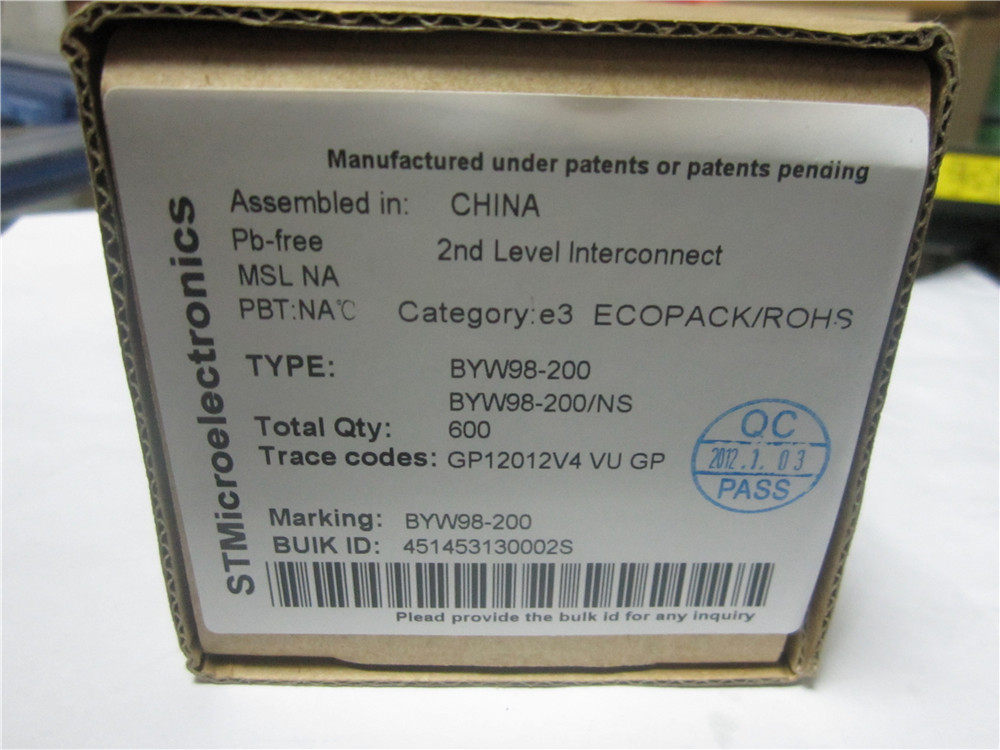 BYW98-200 整流/快恢复二极管 3A200V BYW98 直插式