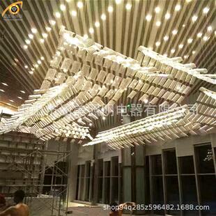 大型酒店售楼部沙盘区吊灯屋顶瓦片琉璃片挂件吊灯工程创意装饰