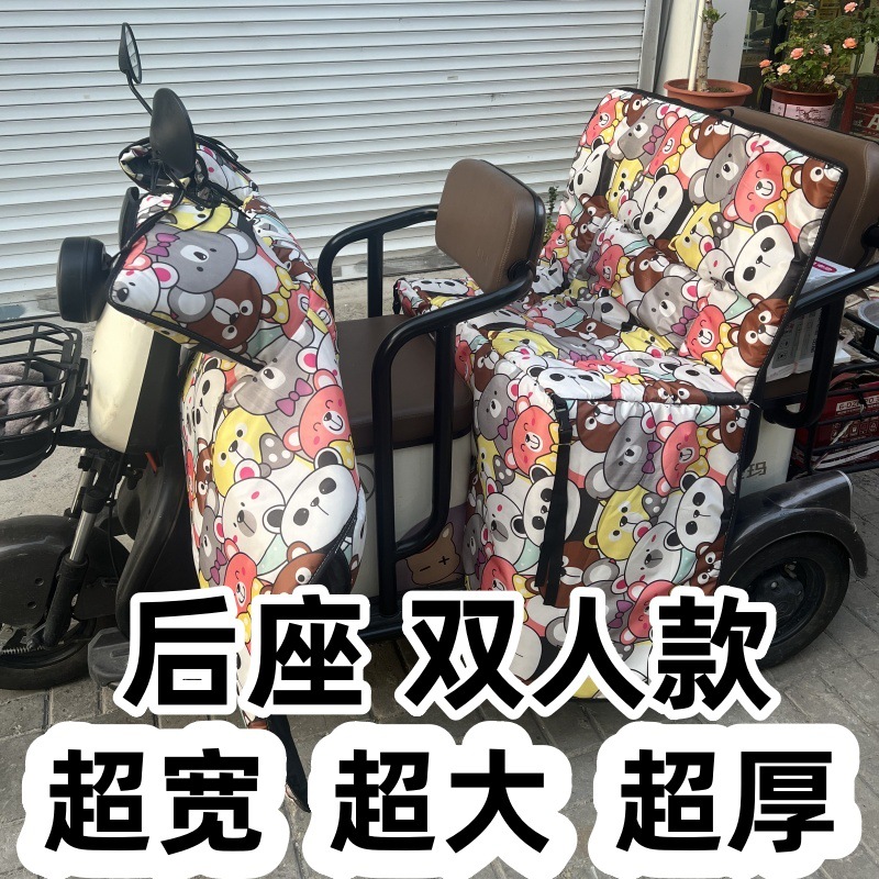 三轮车后座挡风被后排双人加大加厚保暖防风电动挡腿防水防寒罩